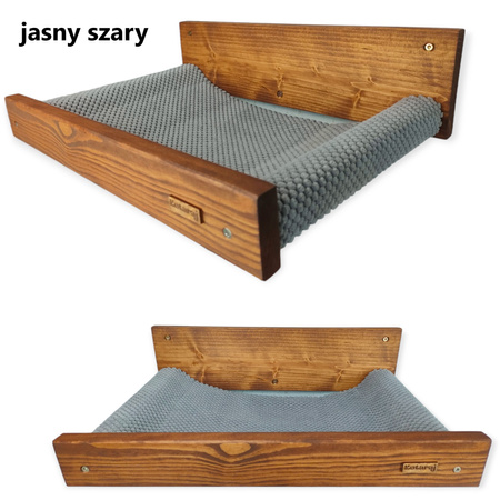 Legowisko i schodki dla kota - zestaw kolor dąb-orzech