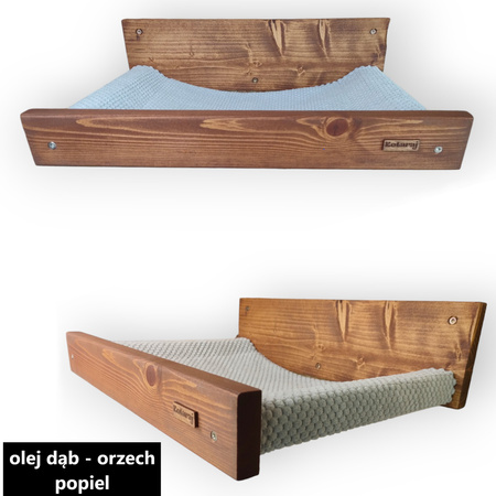 Legowisko i schodki dla kota - zestaw kolor dąb-orzech